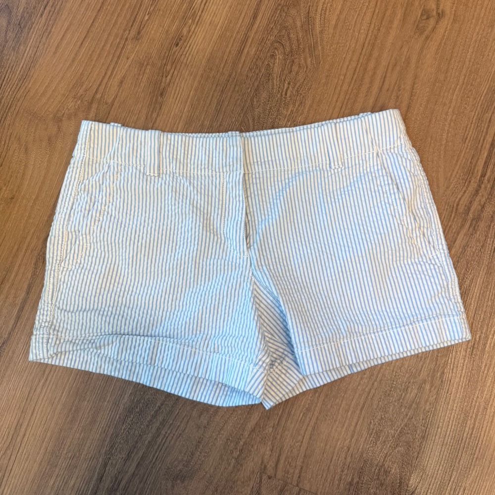 Vineyard Vines Girls Blue White Seersucker Shorts Adjustable Waist Size 14